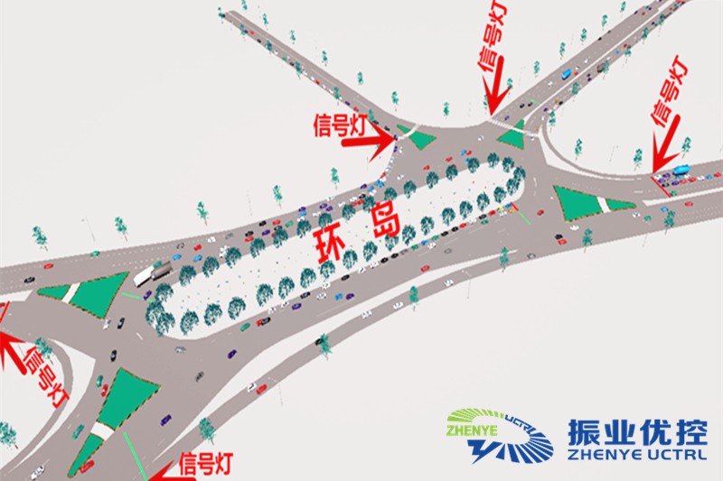 圖 1 環(huán)島中加燈控仿真