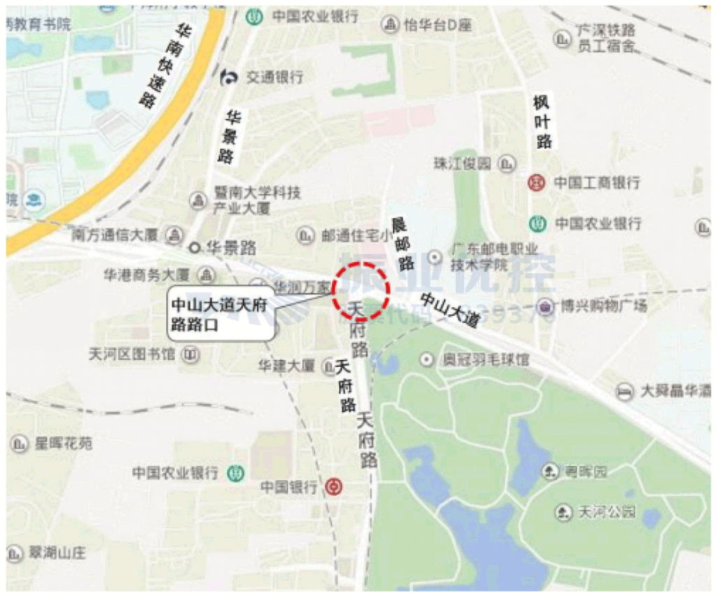 圖1 中山大道-天府路交叉口地理位置