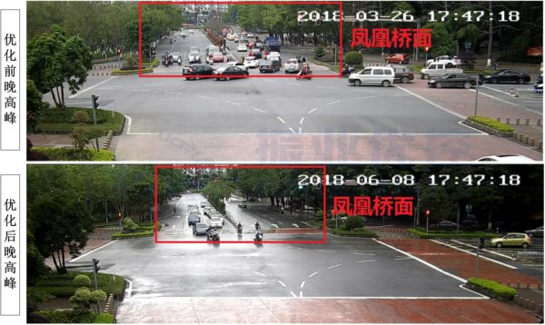 圖13 晚高峰鳳凰橋優(yōu)化前后對(duì)比圖