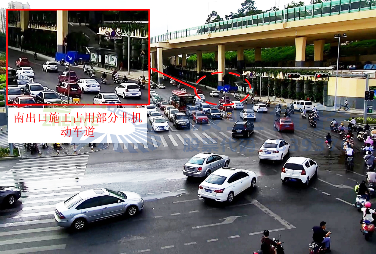 圖5 中華路-園湖路路口南出口整改后圍擋情況