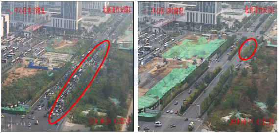圖9 竹安路-西山道優(yōu)化前后對比