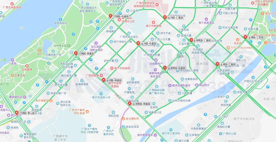 圖1  瑯西片區(qū)協(xié)調(diào)優(yōu)化路口分布圖