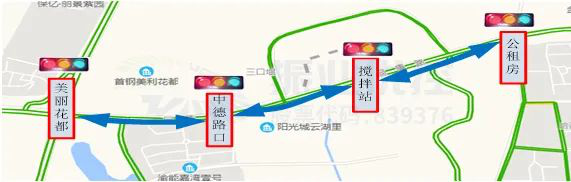 圖1 同康路協(xié)調(diào)優(yōu)化路口分布圖