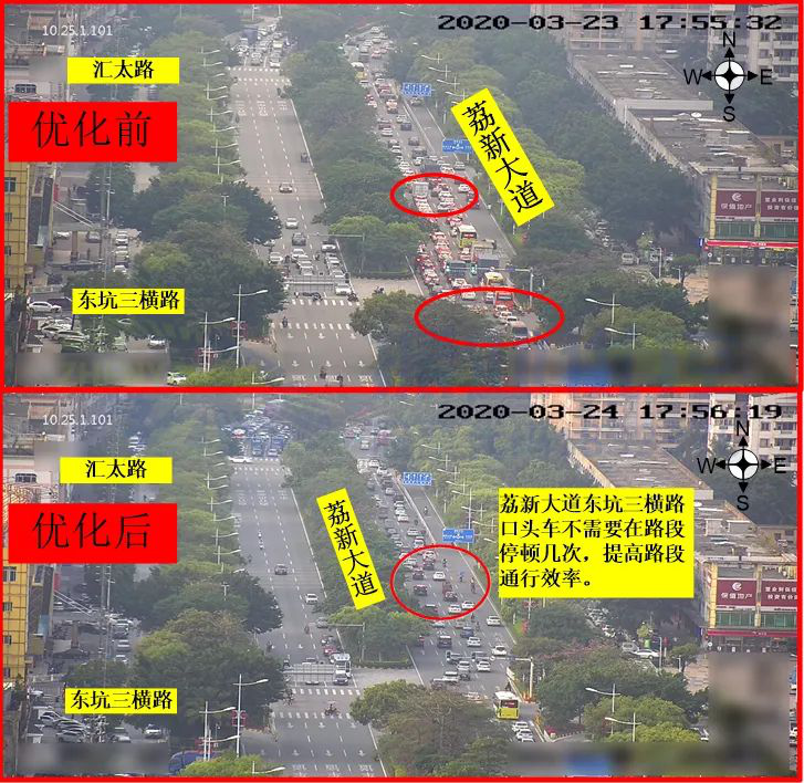 圖6 荔新大道優(yōu)化前后情況