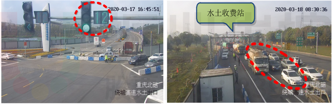 圖4 異型路口車輛回溢現象（優(yōu)化前）