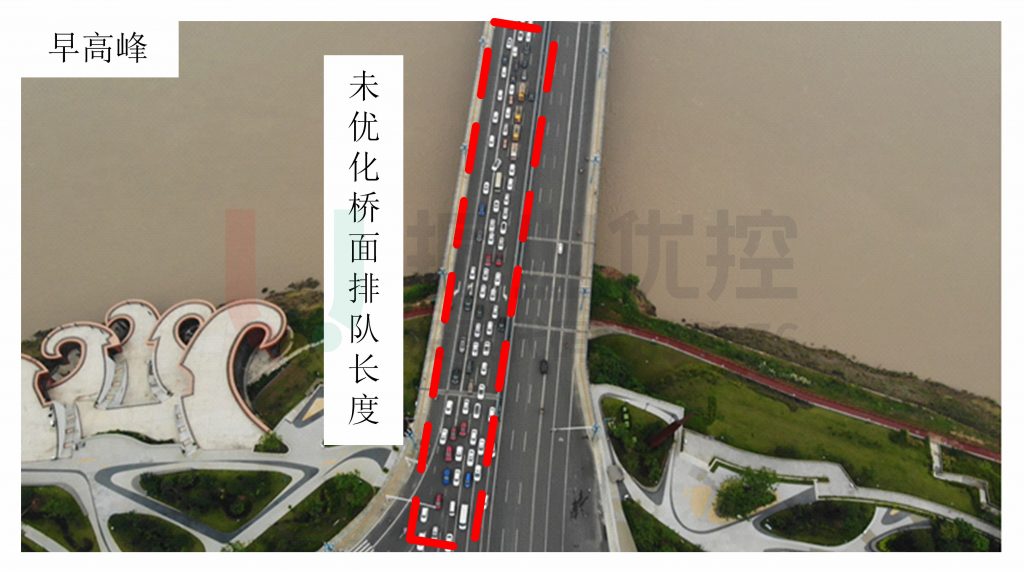 圖12 車輛在橋面排隊(duì)情況（優(yōu)化前）
