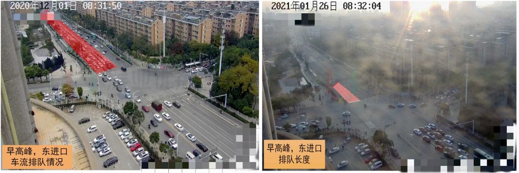 圖8 優(yōu)化前后早高峰東進口車輛排隊情況對比