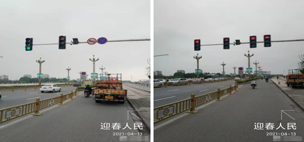 圖6 非機動車信號燈增設前與增設后對比圖