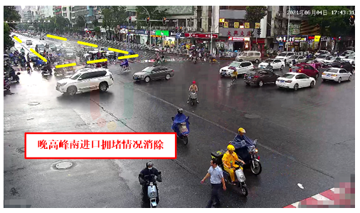 圖12 長(zhǎng)江-天山路口南北進(jìn)口擁堵情況得到緩解（優(yōu)化后）