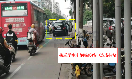 圖7 晚高峰西進(jìn)口附近有臨停車輛