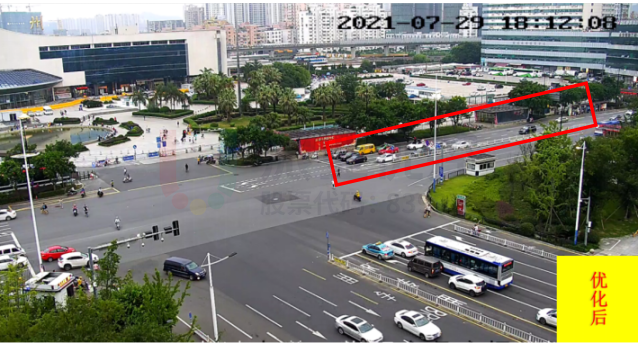 圖12 優(yōu)化前后路口排隊對比圖