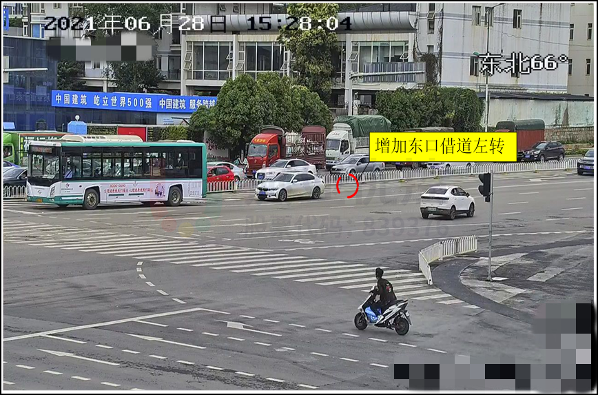 圖7 東進(jìn)口增加借道左轉(zhuǎn)