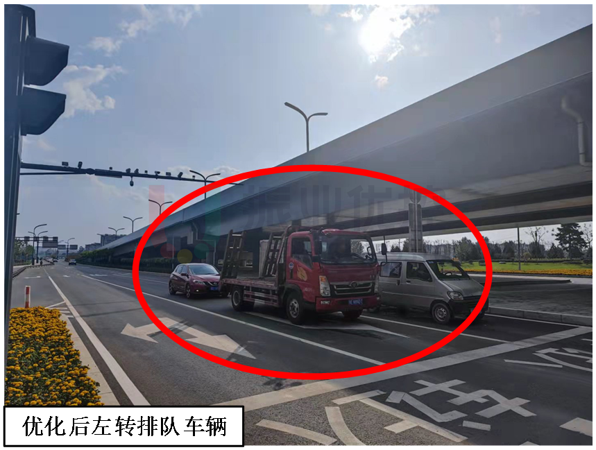 圖6 南進(jìn)口優(yōu)化前后排隊(duì)長度對(duì)比