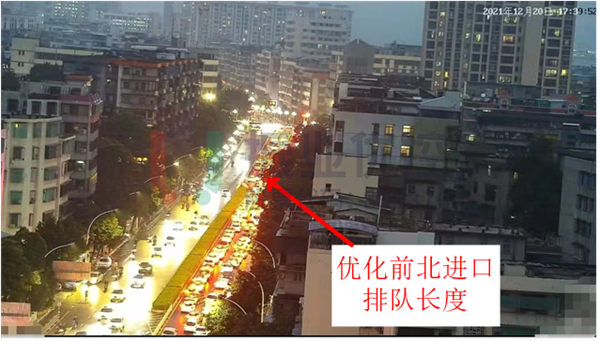 圖7 金砂-汕樟路口北進(jìn)口排隊(duì)長(zhǎng)度（優(yōu)化前）