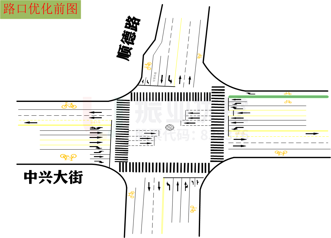 圖6 路口渠化示意圖（優(yōu)化前）