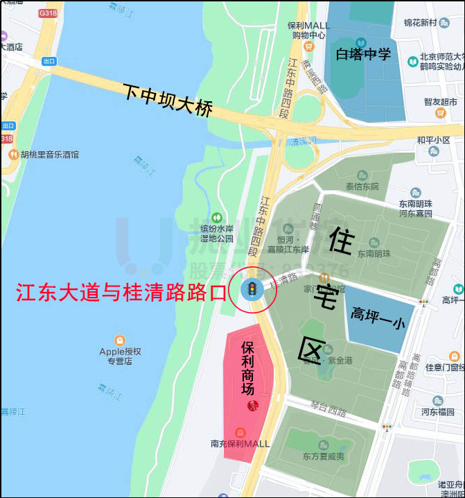 圖1 江東大道-桂清路路口地理位置圖